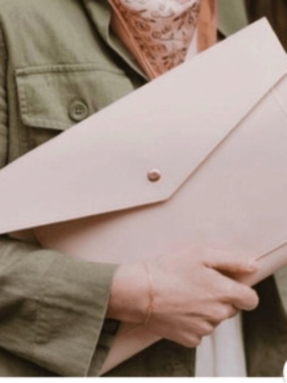 Leather Envelope Laptop Sleeve in Light Pink
